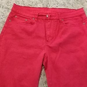 Red denim jeans